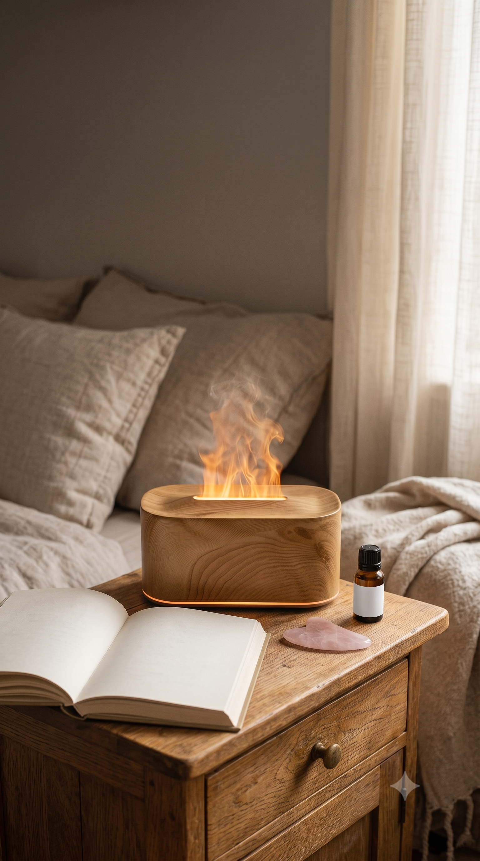 LumaFlame Difuzor Aromaterapie și Umidificator cu Efect de Flacără